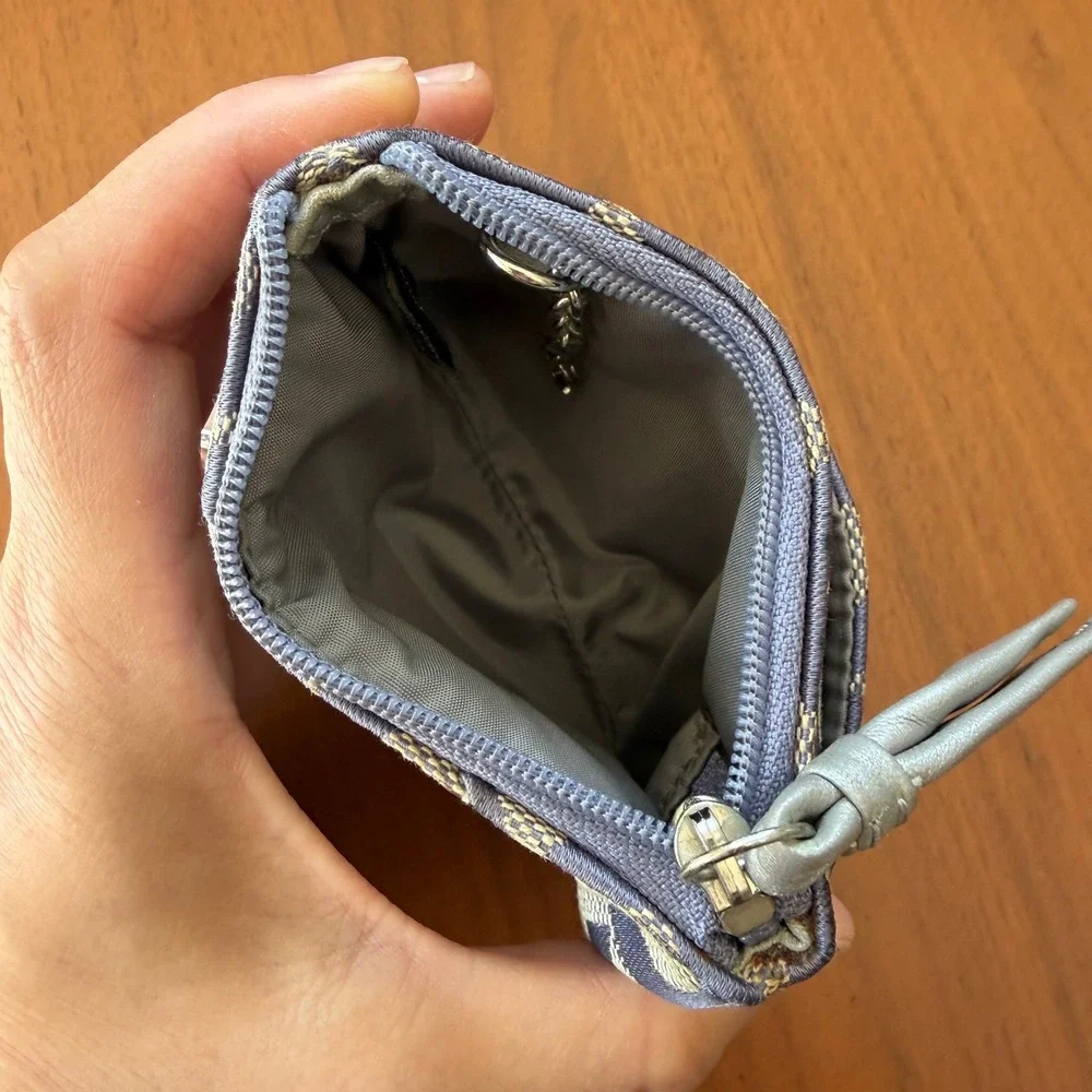 Coach Y2K Signature C Mini Skinny Zip‎ Coin Purse Purple Jacquard Card holder